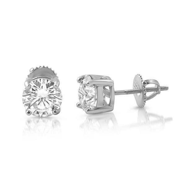 Certified D Color VVS1 Moissanite Solitaire Stud Earrings Screwback
