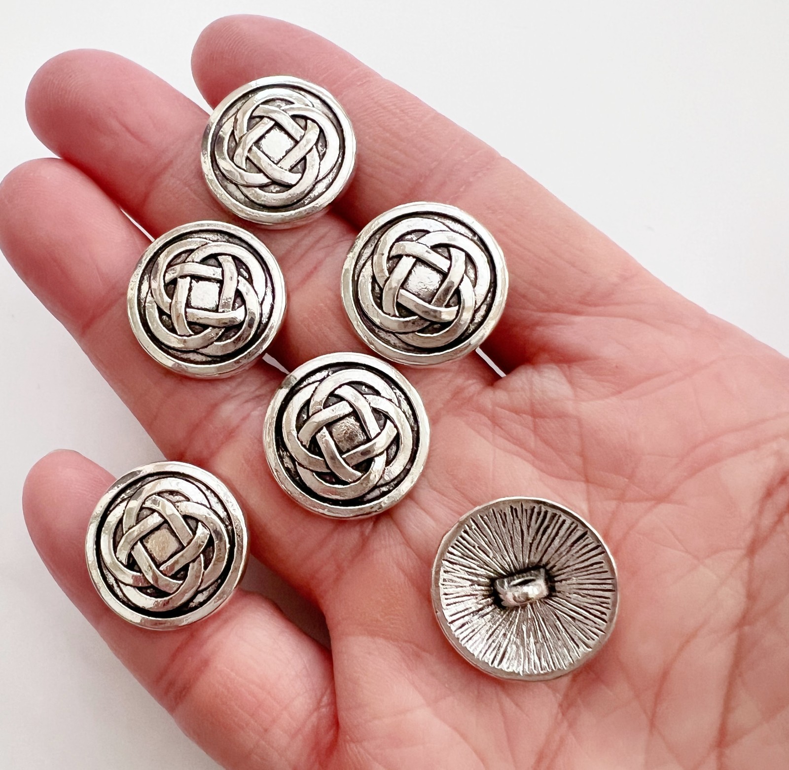 10PC Antiqued Silver Celtic Metal Buttons Shank Buttons Crafts Sewing 17mm