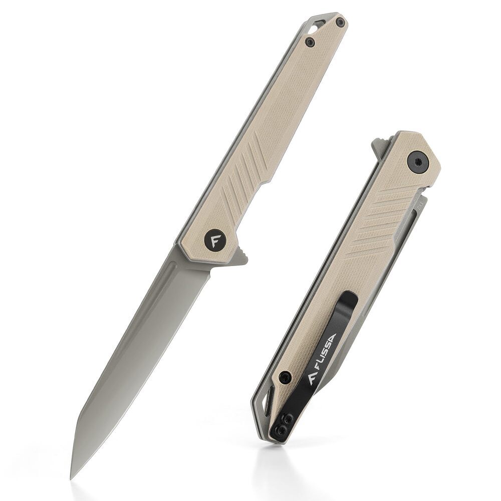 FLISSA Folding Knife Pocket Knife with D2 Steel Blade G10 Handle Pocket Clip USA