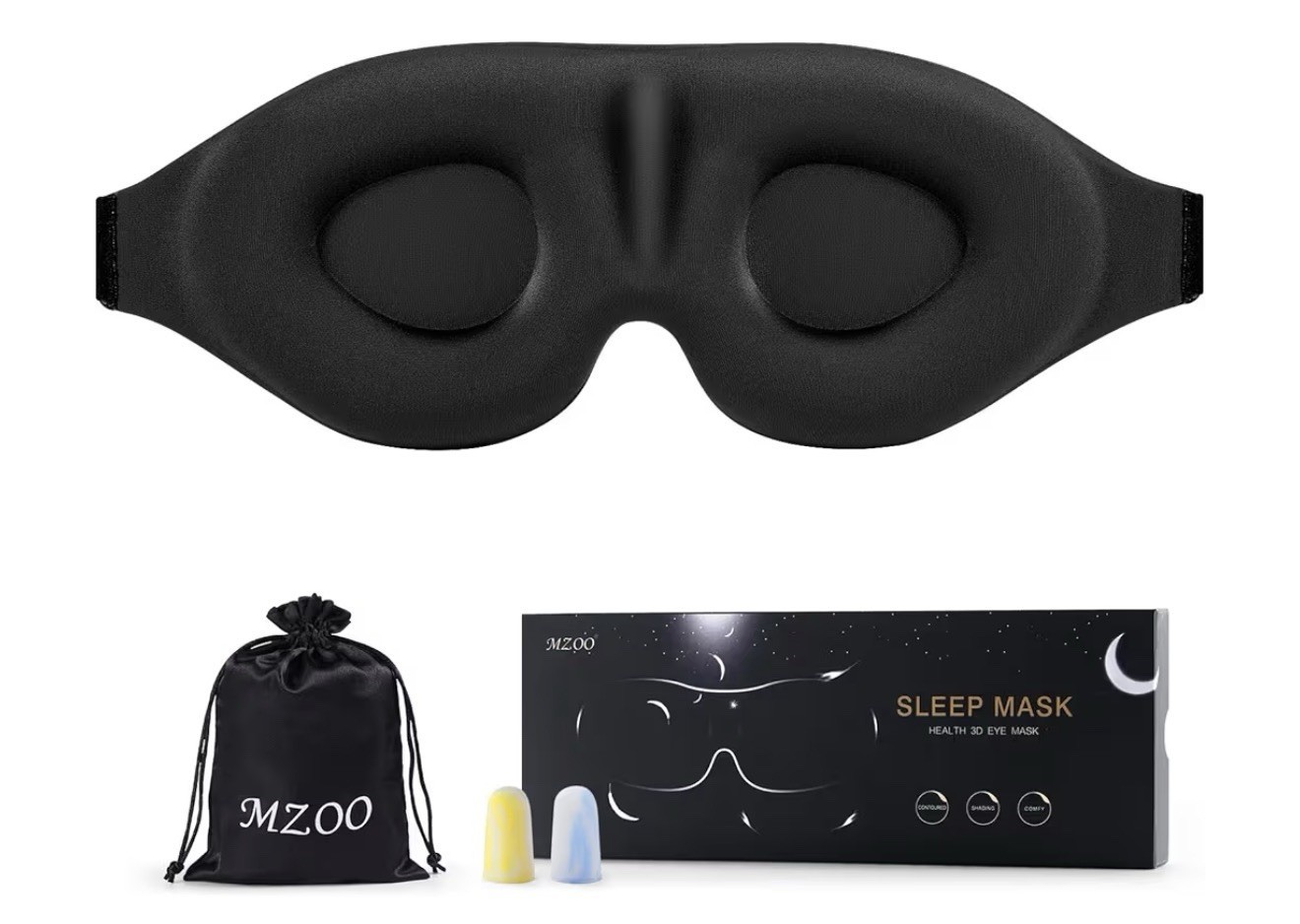 MZOO Luxury Sleep Eye Mask for Side Sleeper Men Women, Zero Eye Pressure 3D Mask