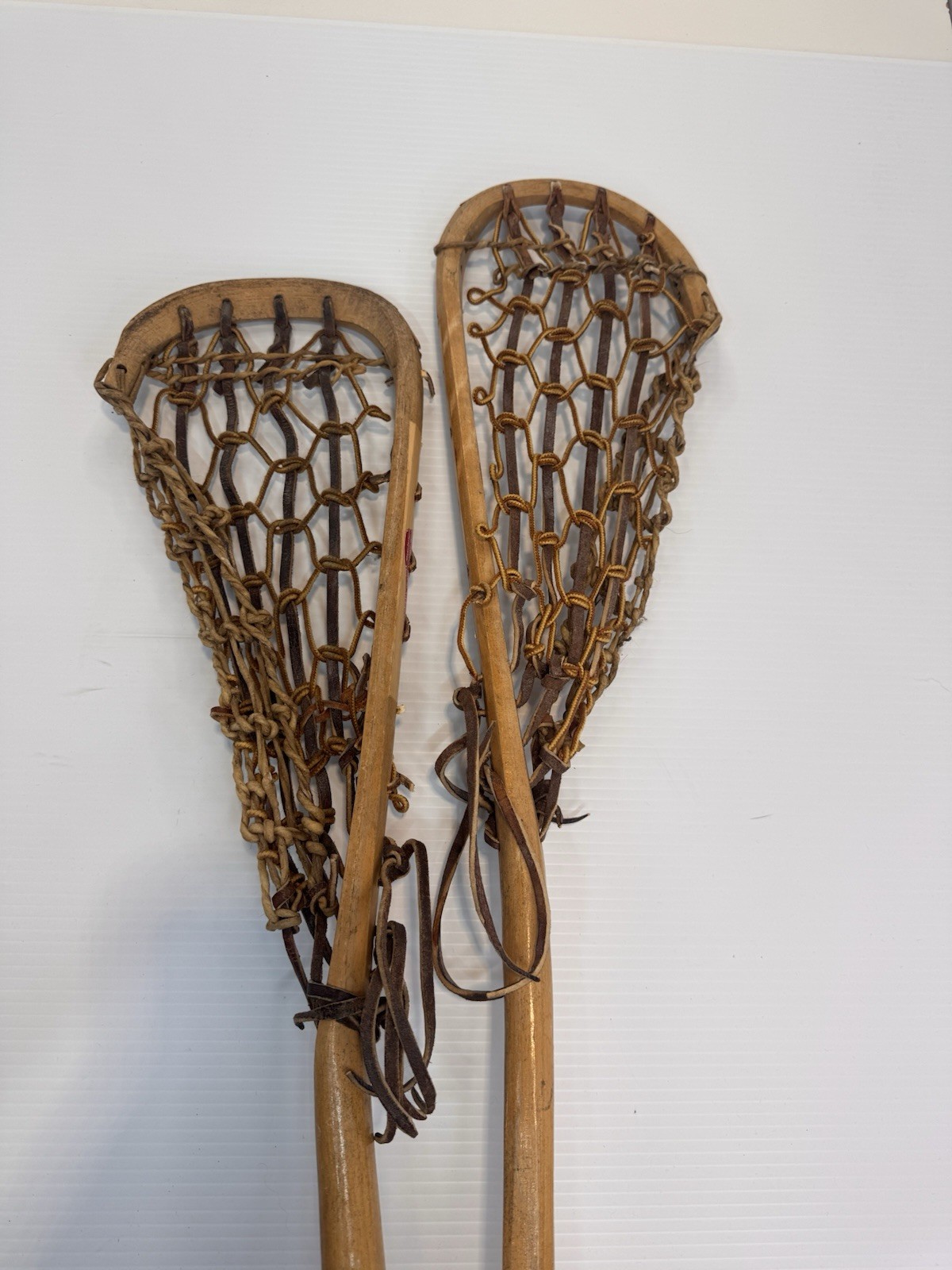 Pair of VINTAGE Wooden Handcrafted  MOHAWK  Cornwall Lacrosse Sticks 45" x 7"