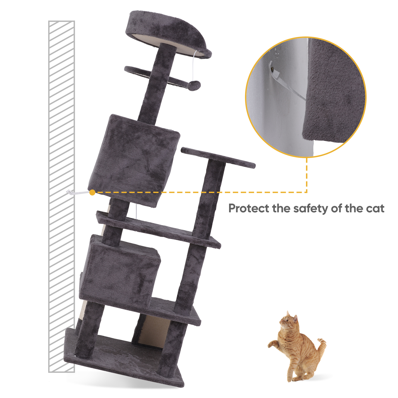 55" Large Cat Tree Tower Activity Center Playing House Condo For Rest Sturdy
