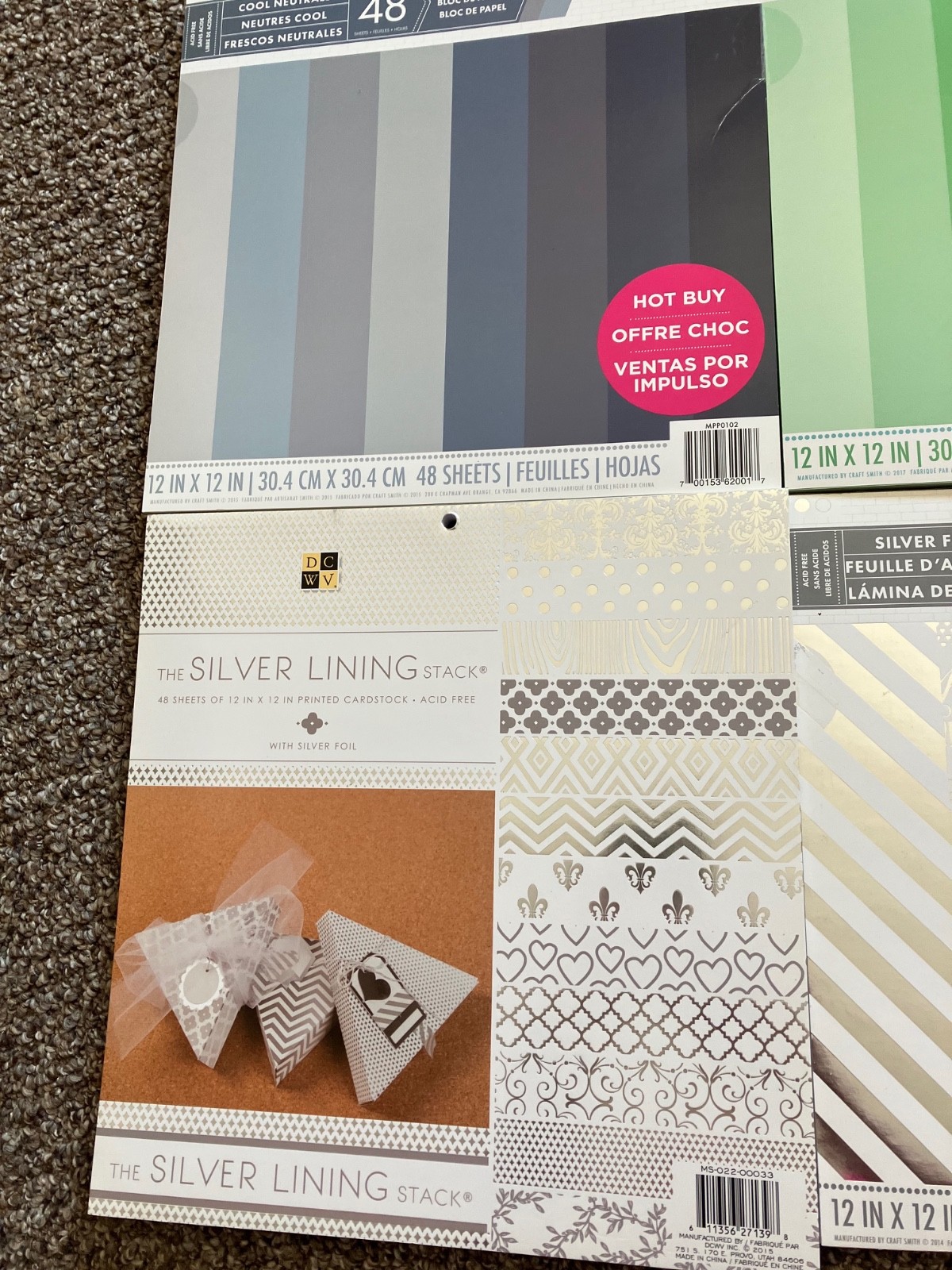 Huge Lot 6 Scrapbook Paper Book Pads 12x12 Wt 11 Pounds Crafts Cards Solid Foil