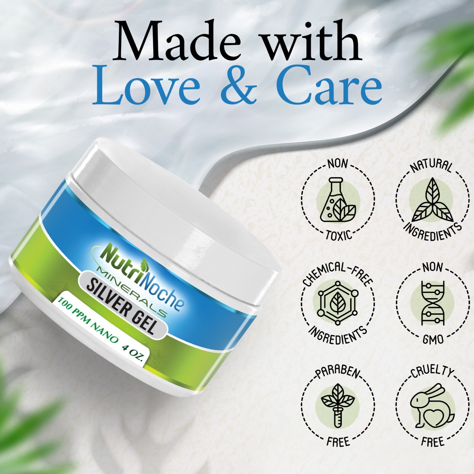 NutriNoche Pure Silver Gel - 100 PPM 4 Oz Silver Gel - First Aid Silver Gel