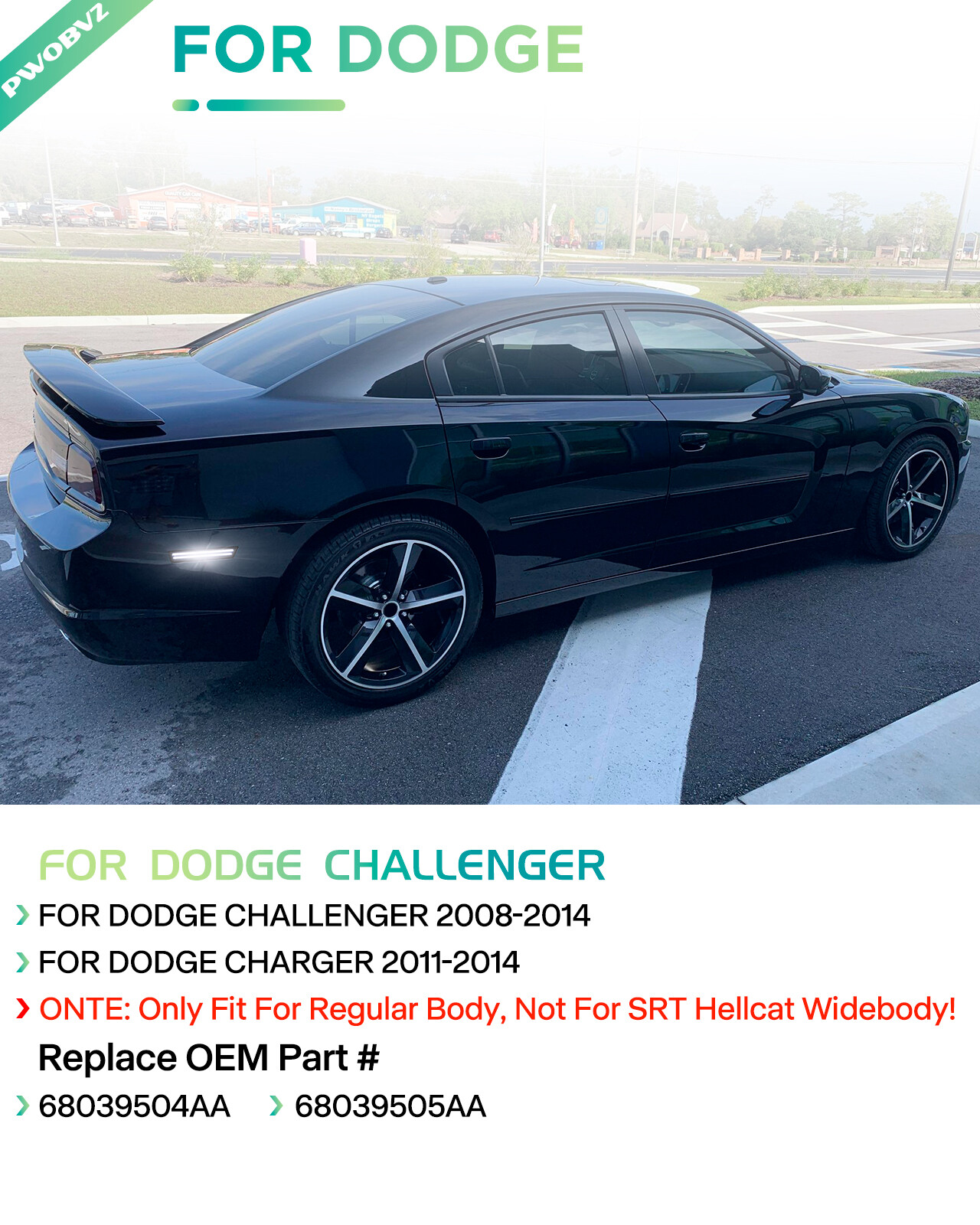 2PCS Dynamic Rear LED Side Marker Lights For Dodge Charger 11-14 Challenge 08-14