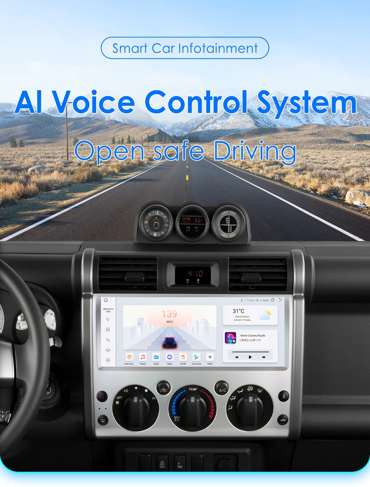 Plug&Play Android 12.3 inch Car Stereo Radio for Toyota FJ CRUISER GPS Carplay