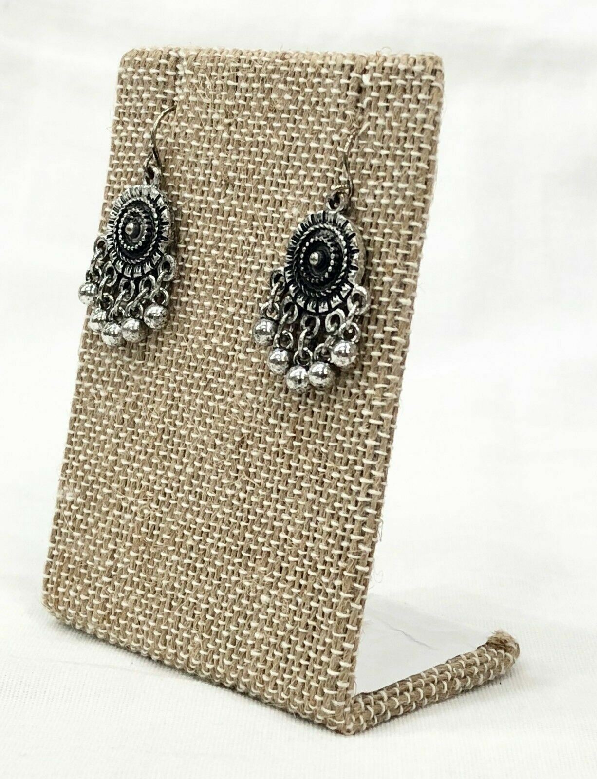 Necklace Earring Pendant DISPLAY STAND Linen Burlap Jewelry Holder 2 Piece