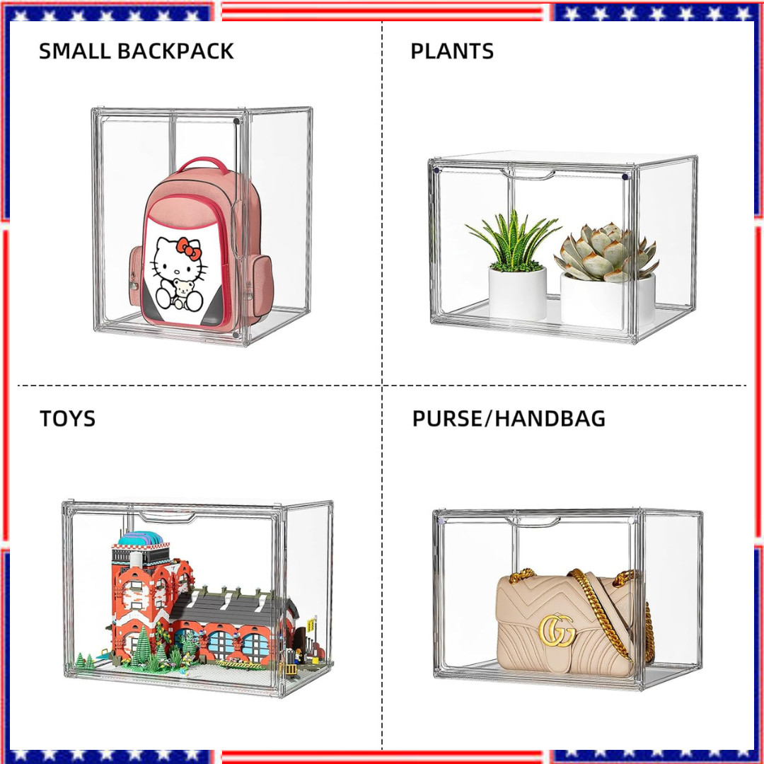 Clear Acrylic Display Case Large Stackable Storage, New