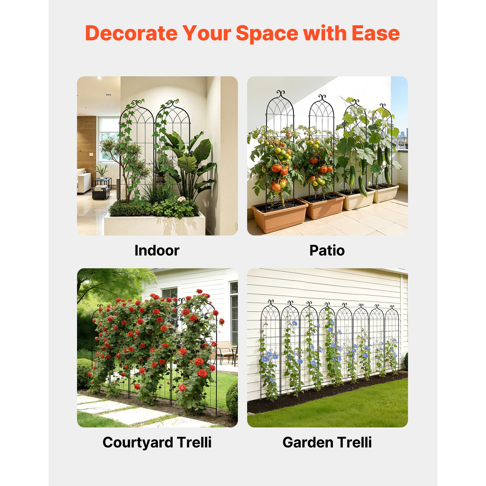 Uimoso Metal Garden Trellis 71" x 20" 2 Packs for Flower Plants Vegetables Yard