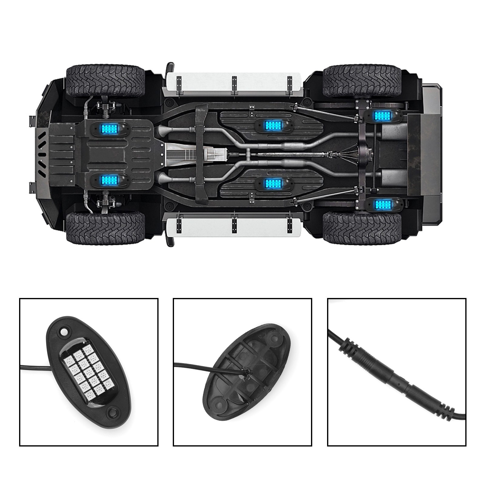 12 Pods RGB LED Rock Lights Kit Offroad Truck Underbody Neon Music Bluetooth APP