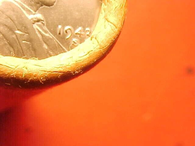 1943-S OBW ORIGINAL BANK WRAPPED ROLL BU UNCIRCULATED LINCOLN WHEAT CENT PENNIES