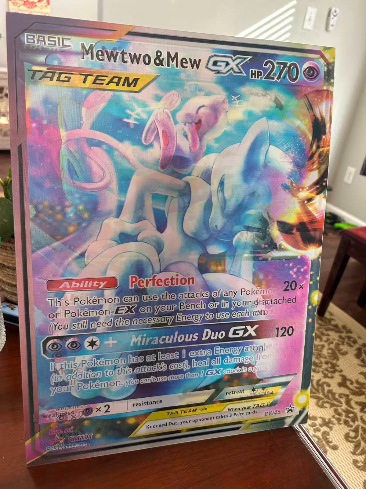 3D Motion Effect Lenticular Poster-Pokemon MEWTWO &MEW-GX Art Anime Wall decor