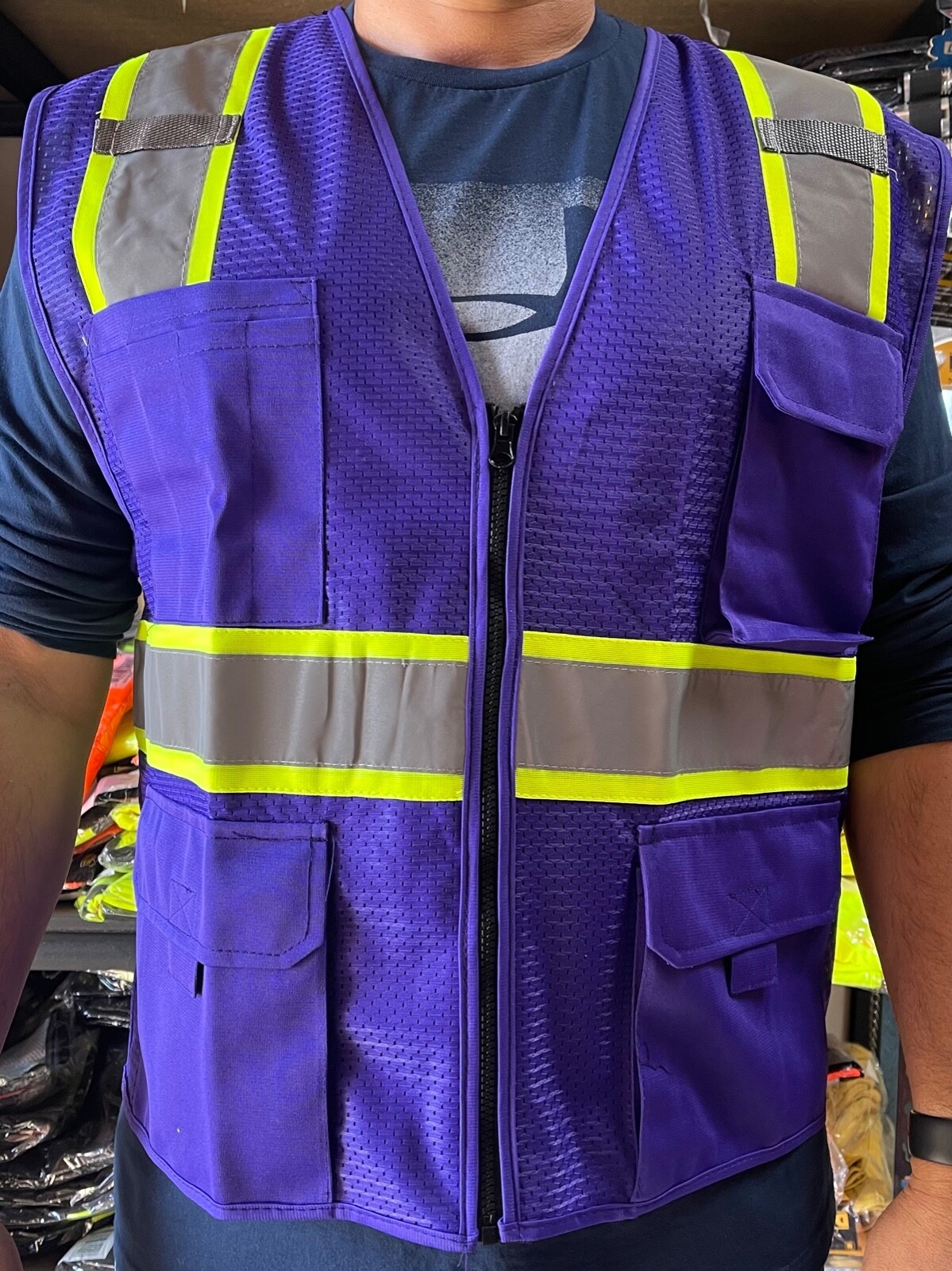 PurpleTwo Tones Safety Vest ,With Multi-Pocket Tool