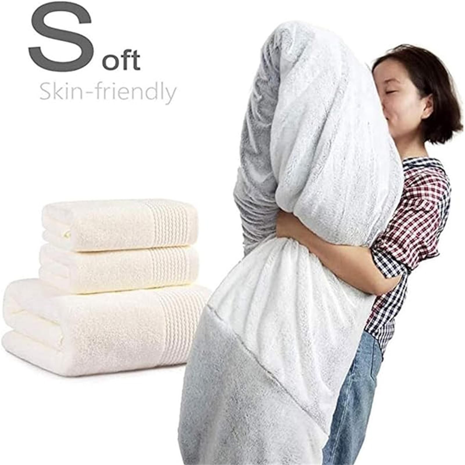 jecrizy Giant Bean Bag Chair Cover Soft PV Velvet Sofa White 6ft Size 6ft