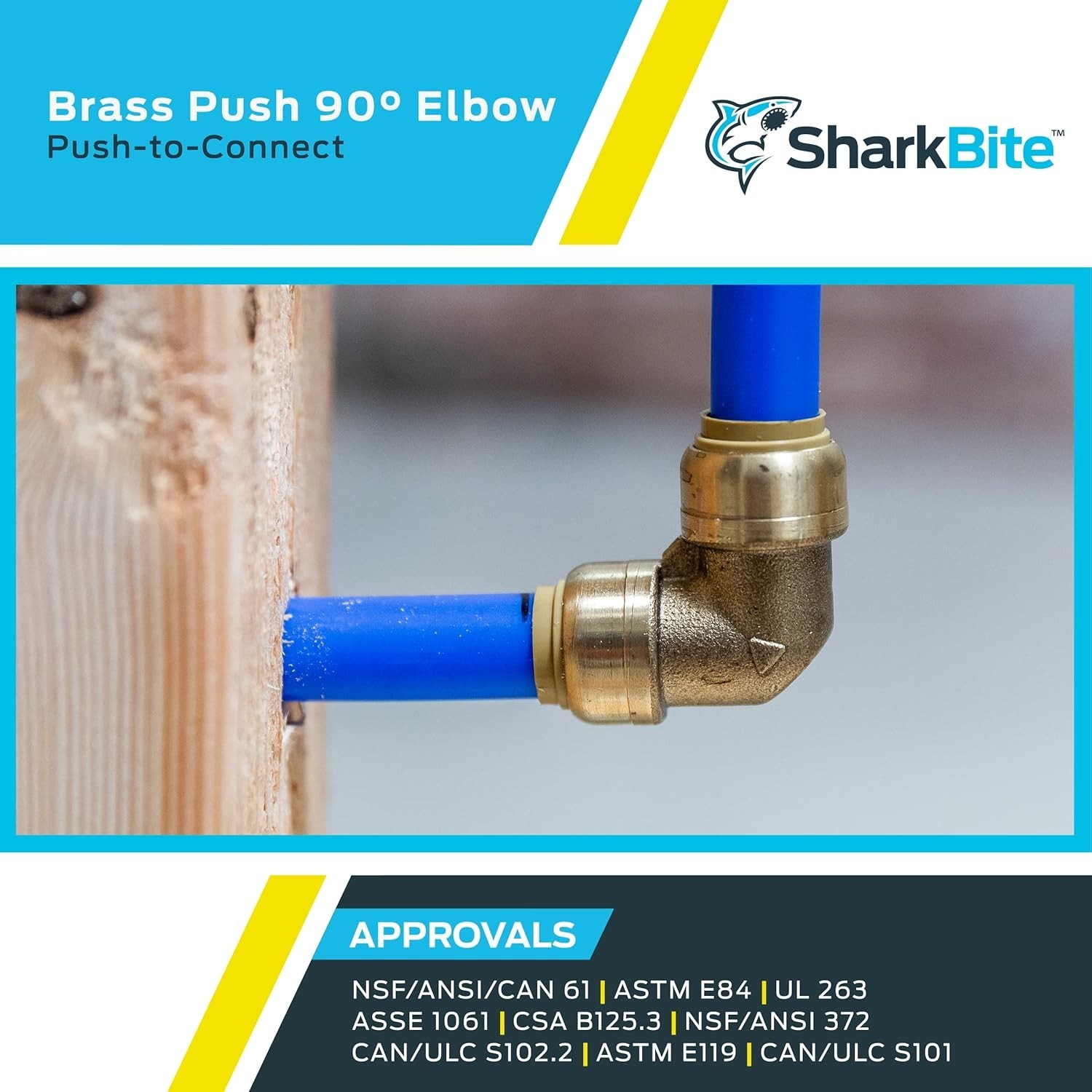 (PACK OF 4) SharkBite 1/2" X 1/2"- 90 Degree Elbow Push to Connect Brass Fitting