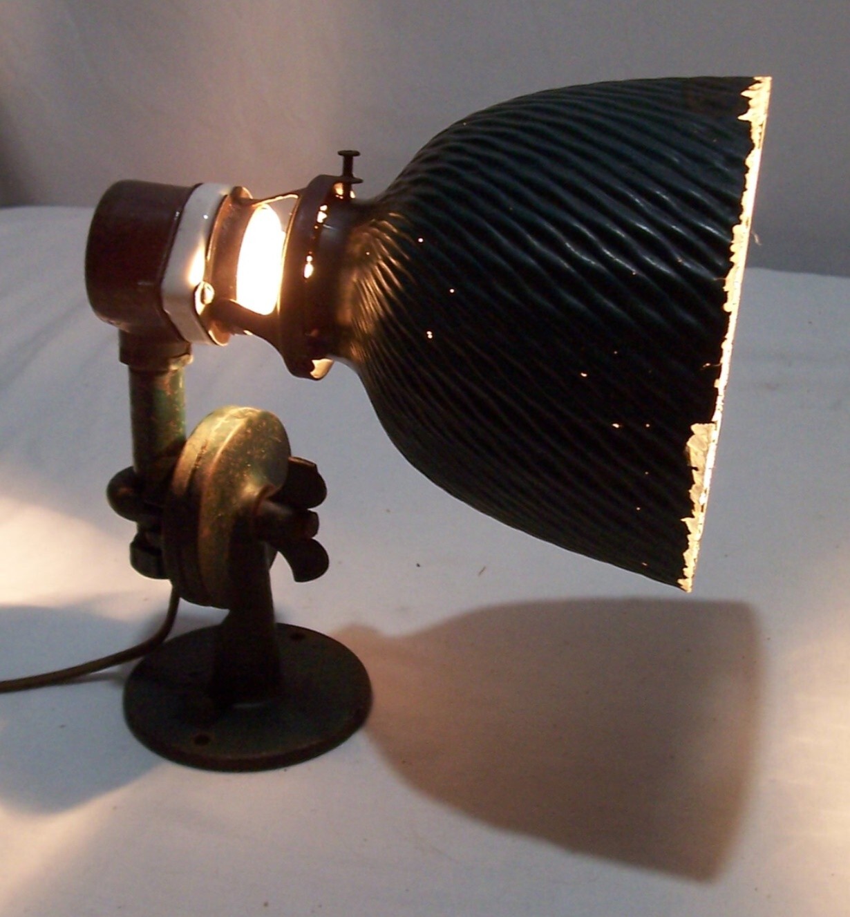 Antique Curtis X-ray Shade Light Fixture Vtg Cast Art Porcelain Chicago USA #G2