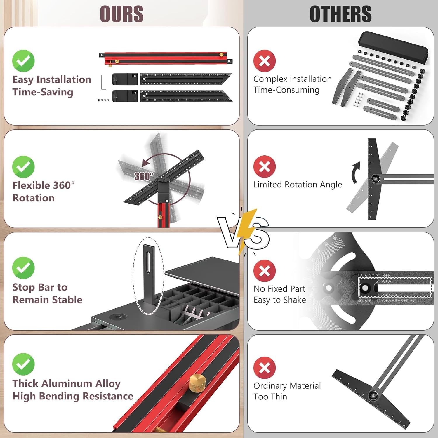 Stair Tread Template Tool Aluminum Alloy Stair Measuring Tool 23"-65" Length