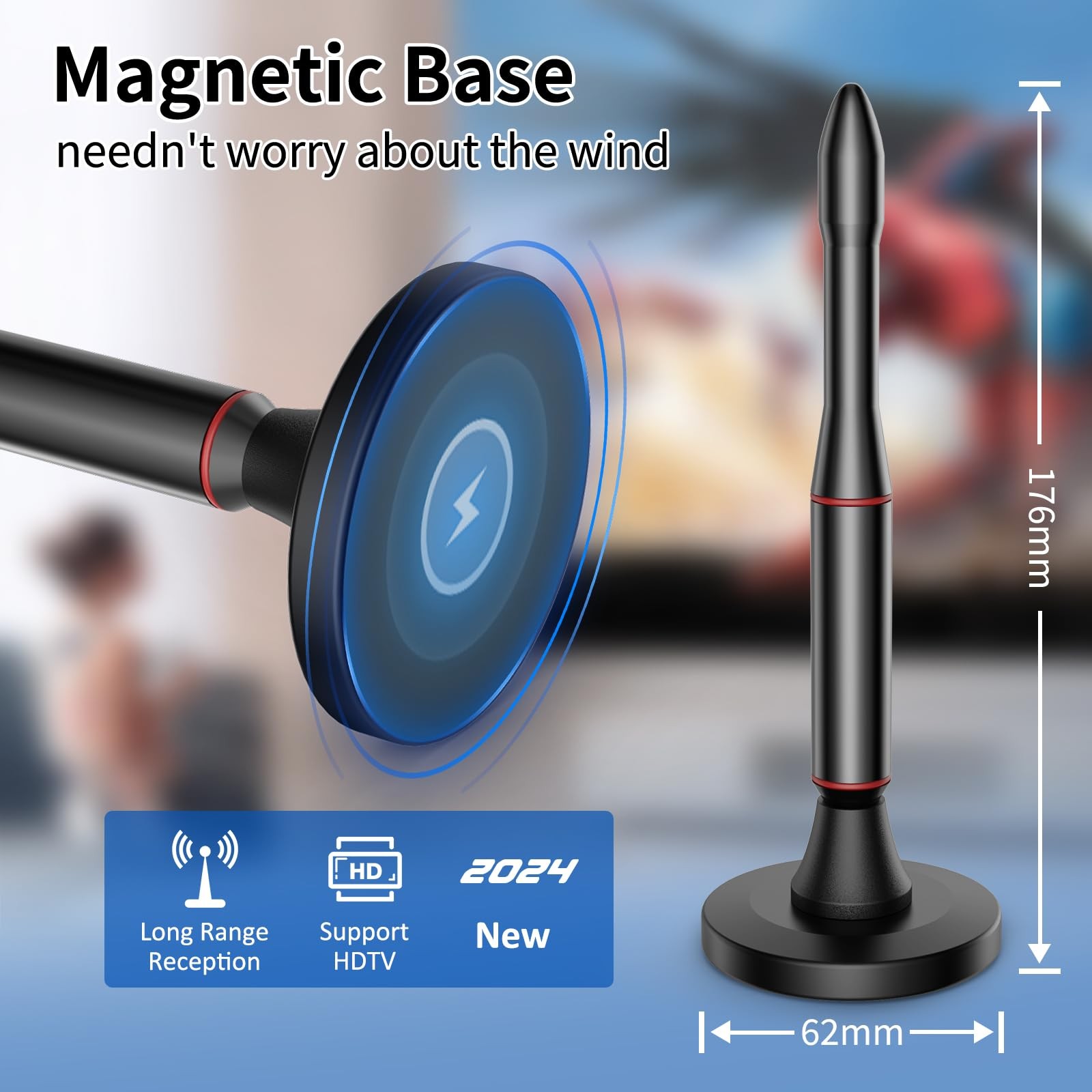 Digital TV Antenna Indoor 650+ Mile Long Range for Smart TV Supports 4K 1080p