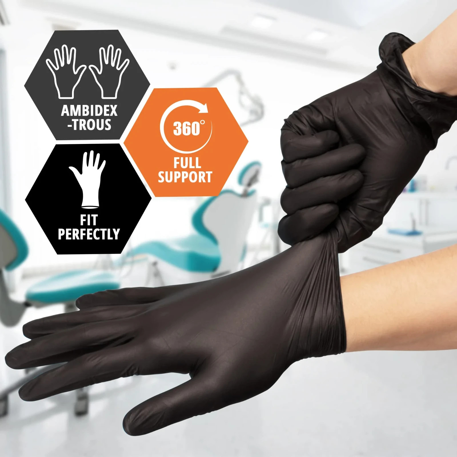 MED PRIDE Black Vinyl Exam Gloves Disposable Powder & Latex-Free Food Safe 100ct