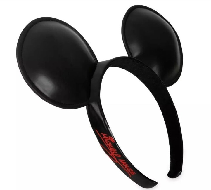NEW Disney Parks Mickey Mouse Signature Ears Headband Solid Black Faux Leather