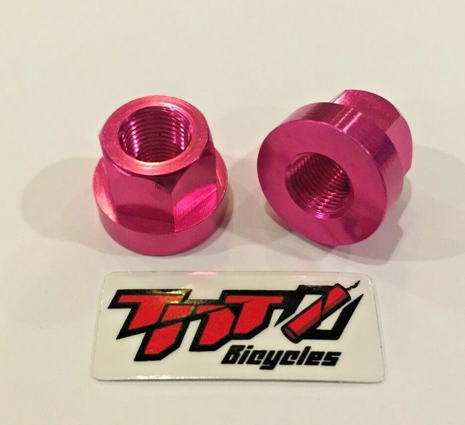 TNT BICYCLES - ALUMINUM AXLE NUTS - 3/8" x 24tpi - SOLD AS PAIR (2pcs)