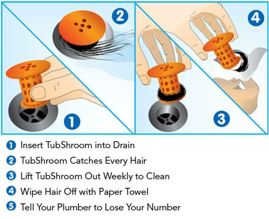 TubShroom® Orange Revolutionary Drain Hair Catcher No More Clogs Free Shipping!