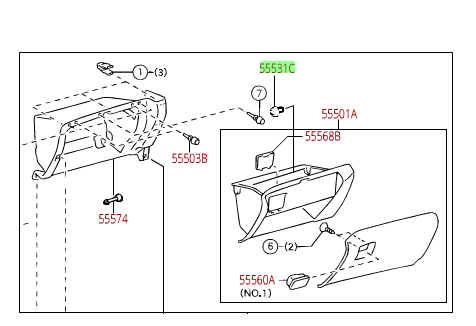 LEXUS OEM FACTORY GLOVE BOX STOPPER PIN 2002-2006 ES300 / ES330 ( 55531-20170 )