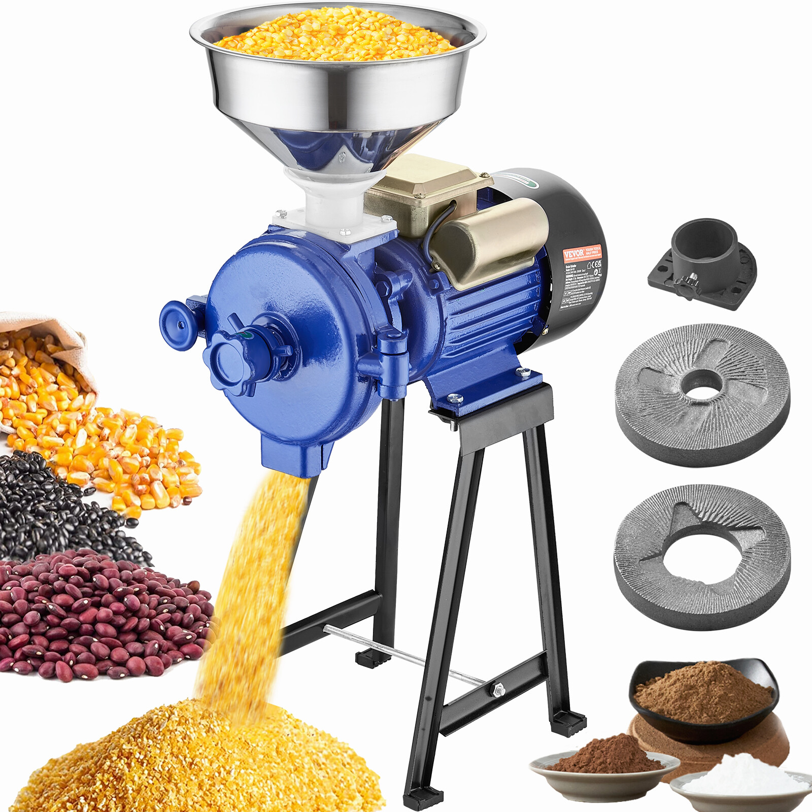 VEVOR 3000W Electric Grain Grinder Corn Wheat Flour Cereal Mill Dry Grinder
