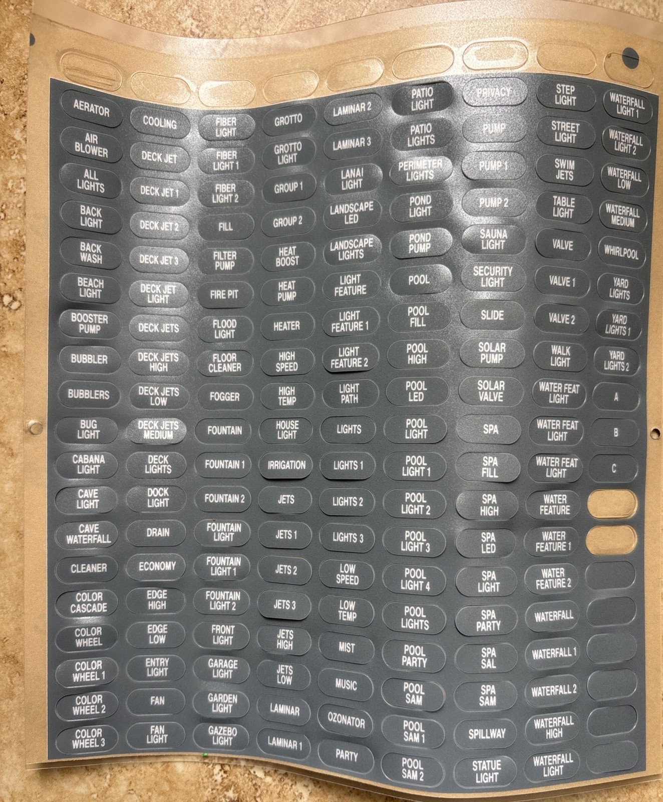 Pentair SpaCommand Label Set 521503