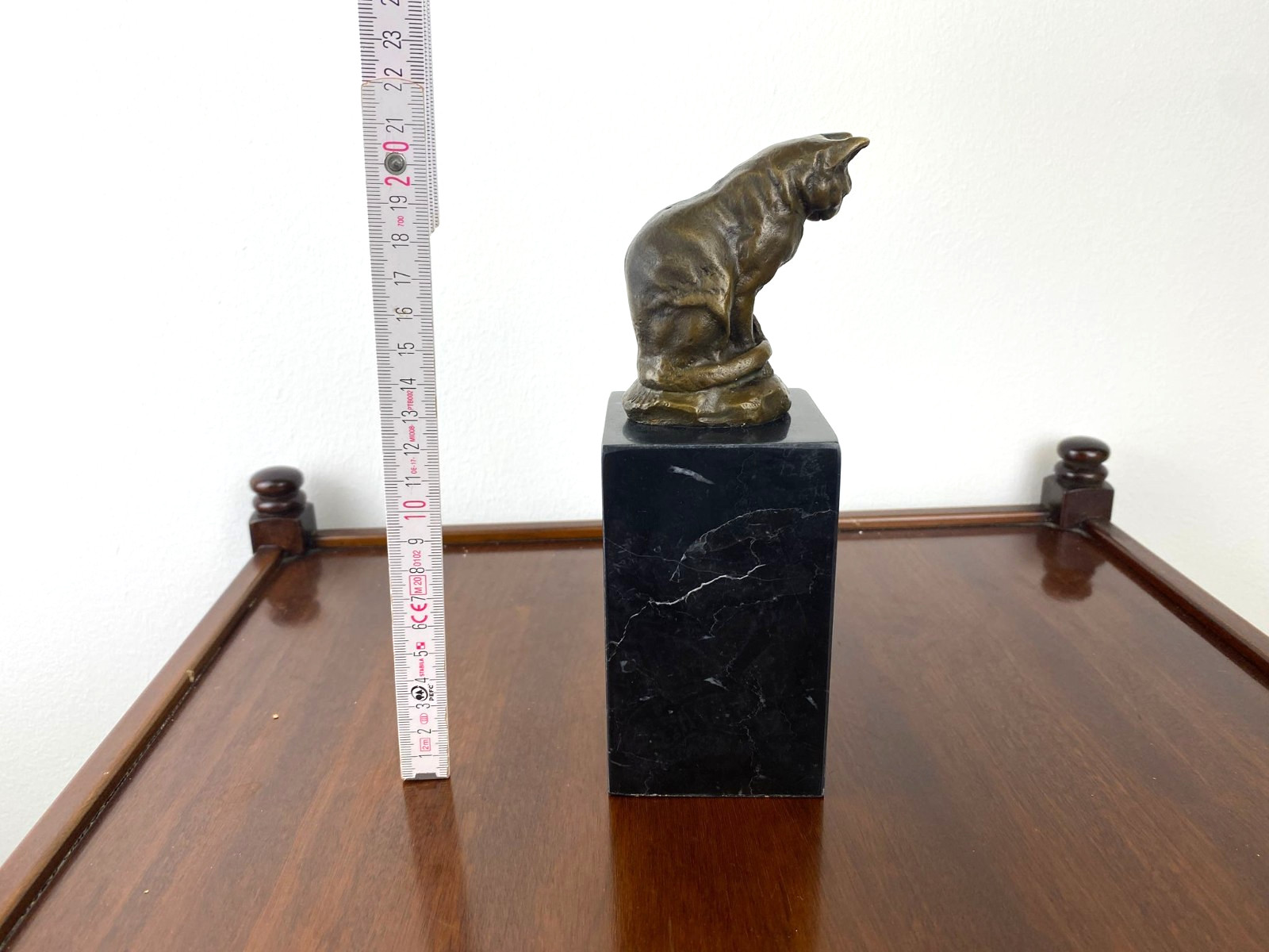 Bronze Sculpture Cat Art Deco on Black Marble Base after Milo
