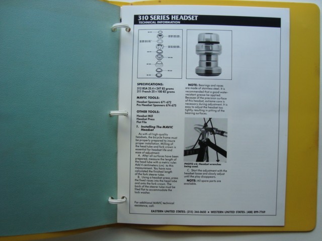 Vintage USA Road Race Bicycle MAVIC 6 page Catalog for headset / hubset / Z hub