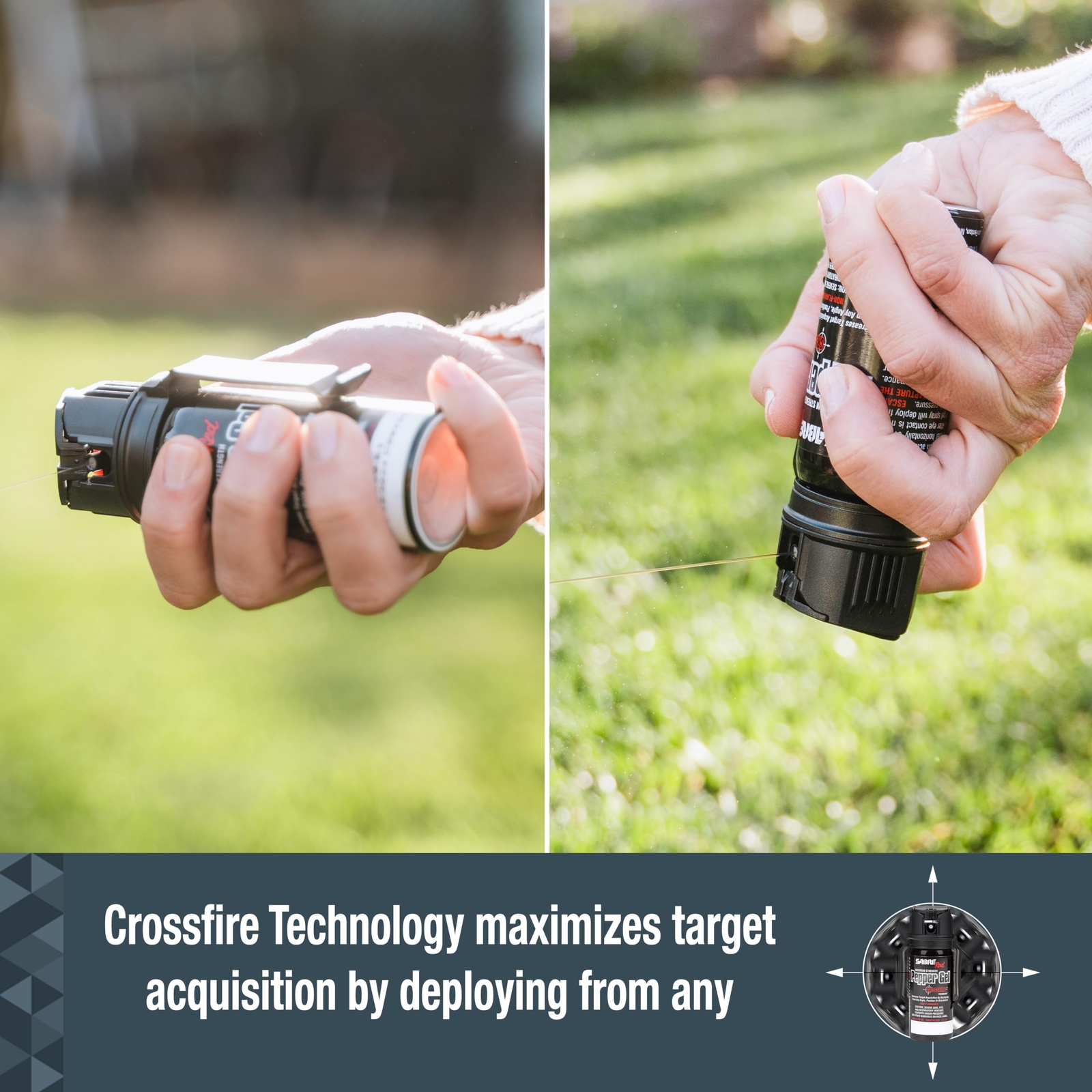 SABRE Crossfire Pepper Gel Deploys At Any Angle Maximizes Target Acquisition 2pk