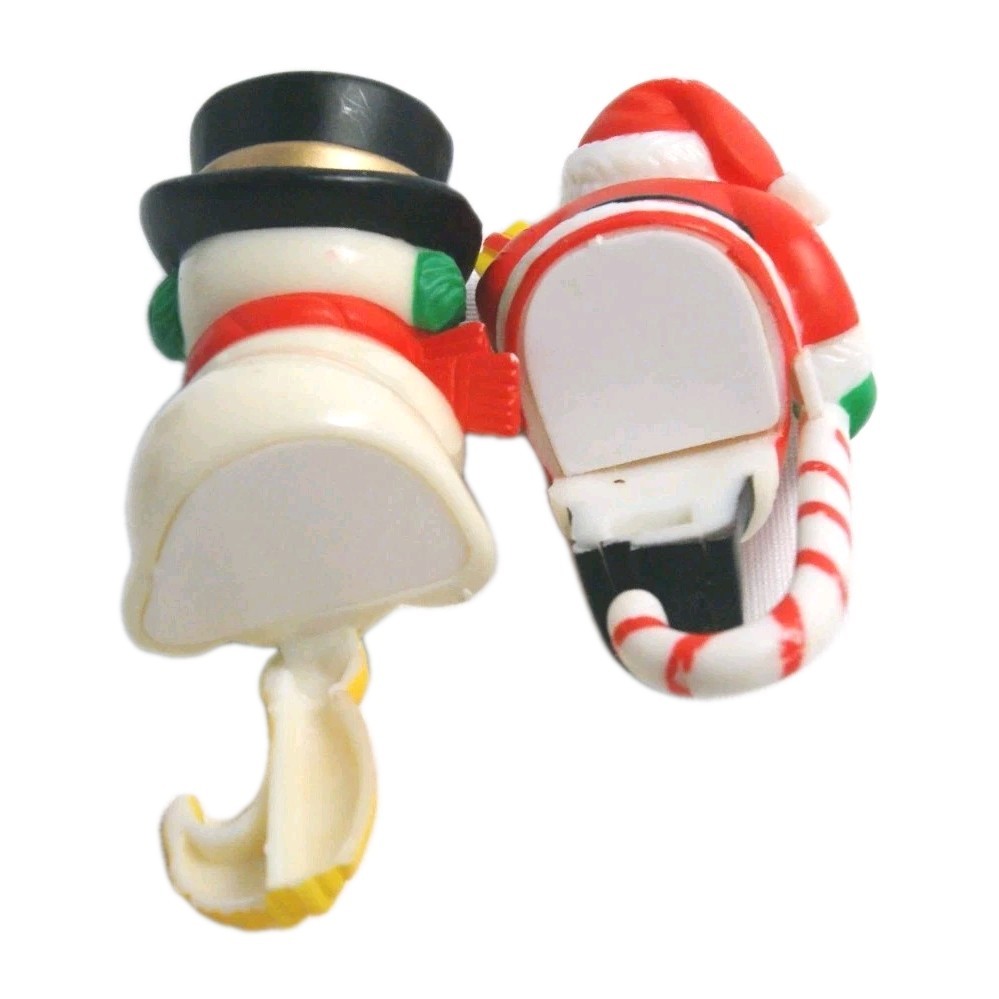 Vintage 1980s Plastic Holiday Stocking Hanger Set – Santa Snowman Reindeer READ