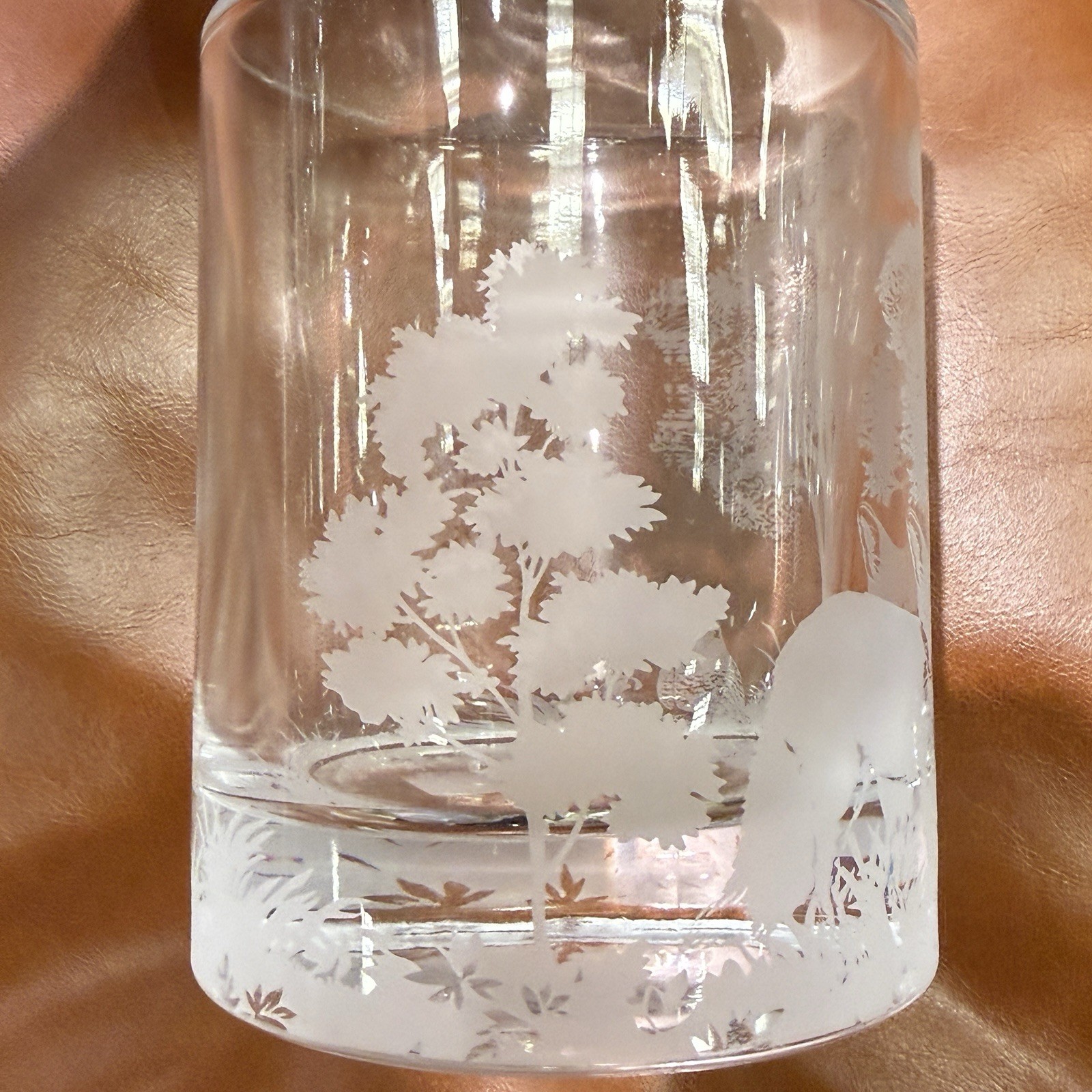 POTTERY BARN Fantastical Forest Glass Decanter 4.5" X 10" ~ BEAR, FOX, QUAIL