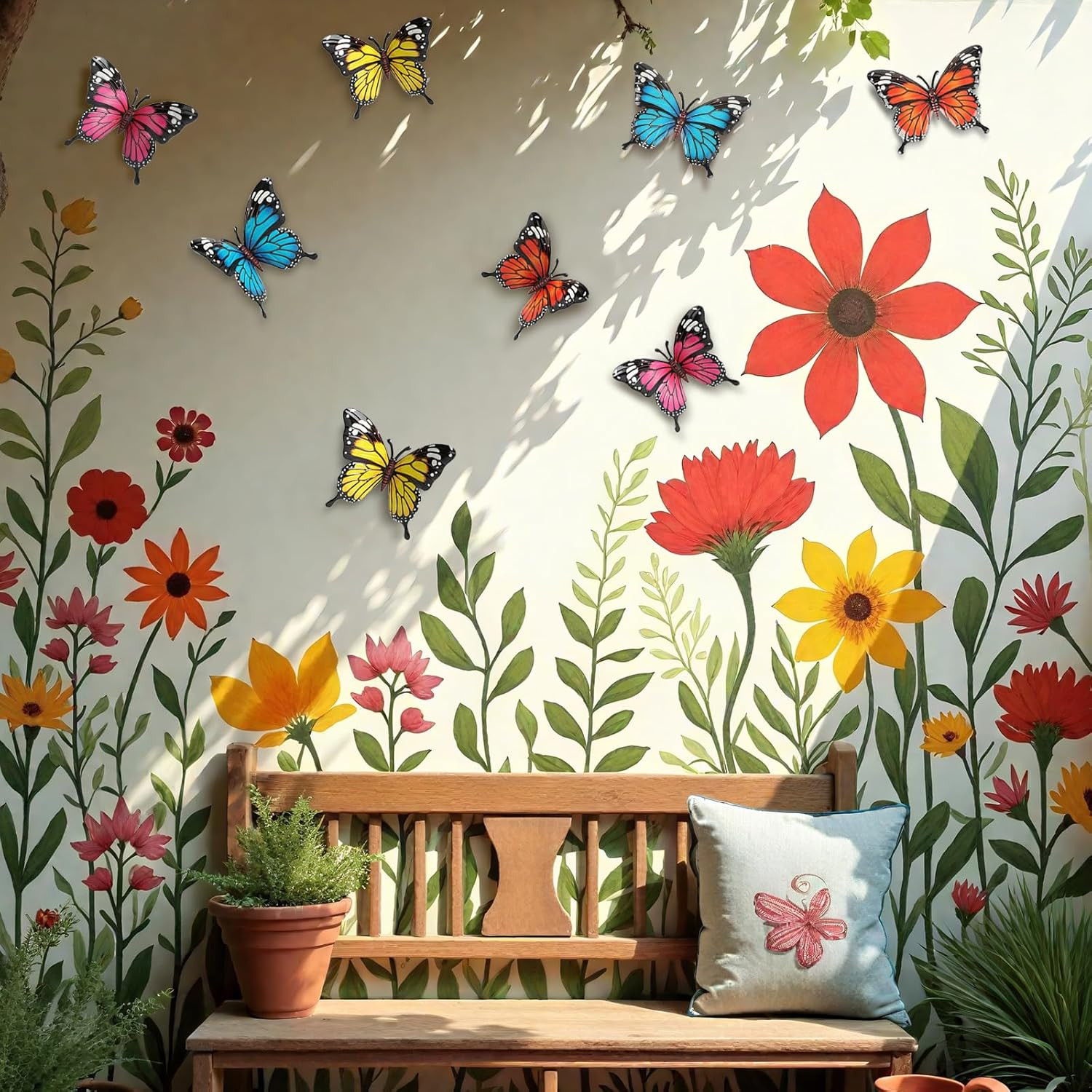 4 Pcs Metal Butterfly Wall Art Decor Outdoor Indoor Fence Wall Sculptures