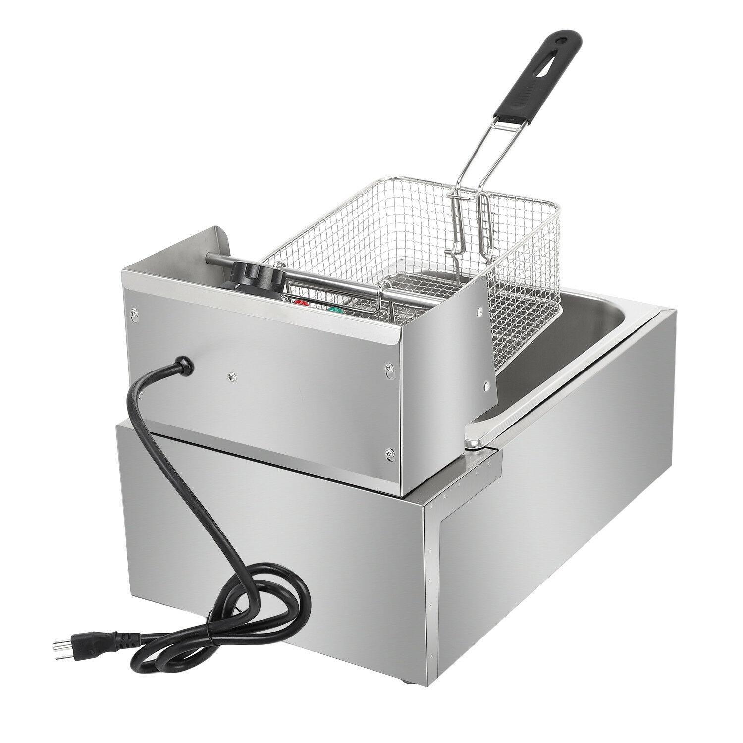 ZOKOP 6L 2500W Electric Deep Fryer Commercial Restaurant Basket Single Tank
