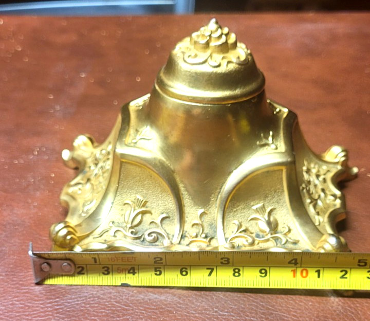 Vintage Brass S K Co. Art Nouveau Inkwell, Roller Blotter,pens - Ornate Etching