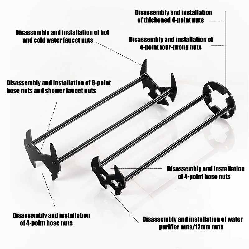 Multifunctional Sink Wrench Set, 2-Pack Basin and Faucet Wrench Tool with Fou...