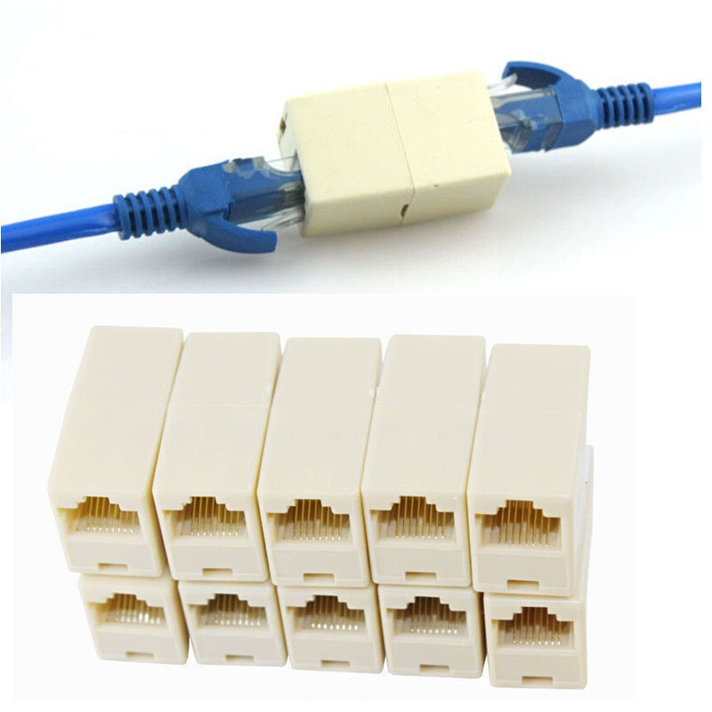 10PACK RJ45 Inline Coupler Cat6 Cat5e Cat5 Ethernet LAN Network Cable Adapter US