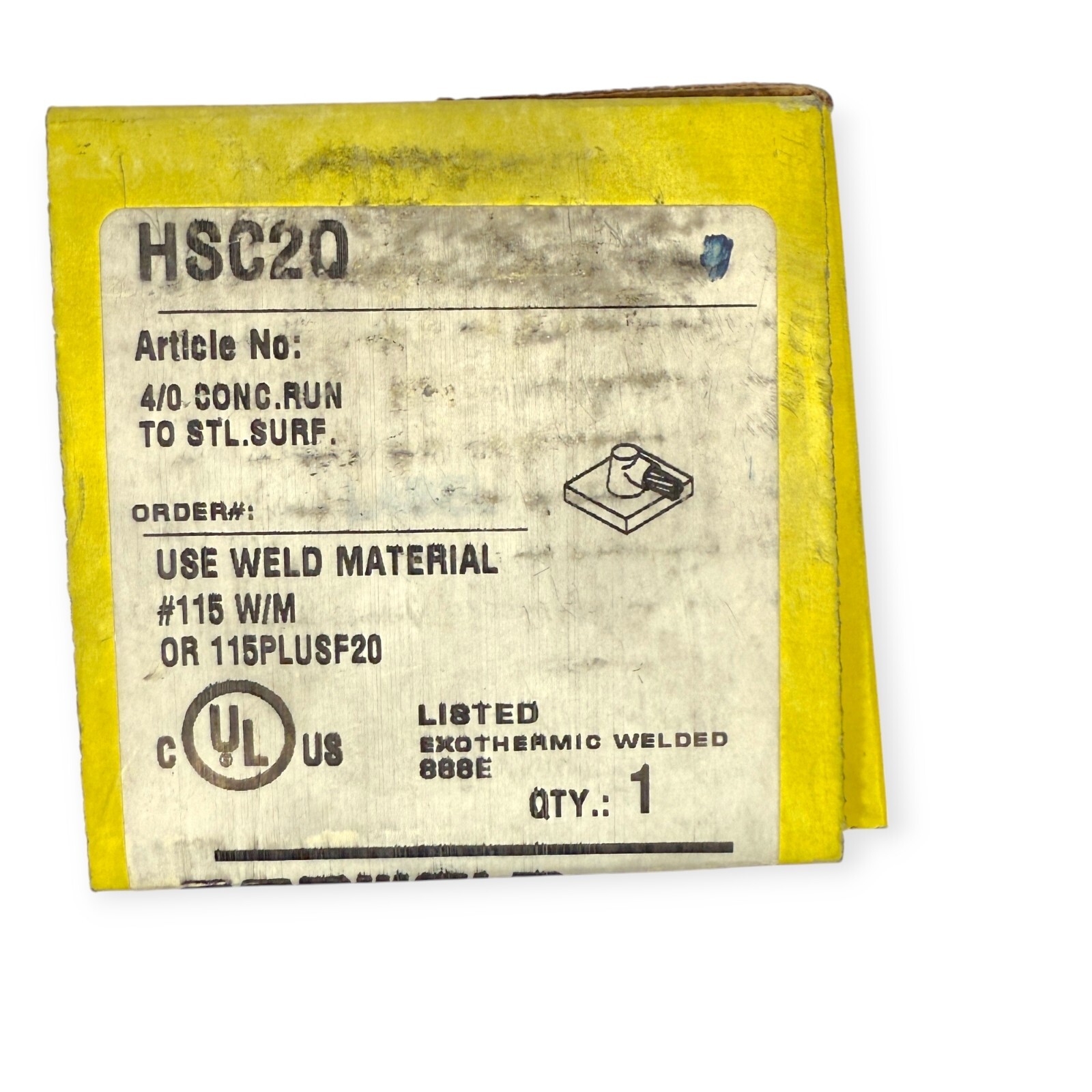 Erico Cadweld HSC2Q Graphite Mold 4/0 Concentric to Steel Pipe Flat Surface 115