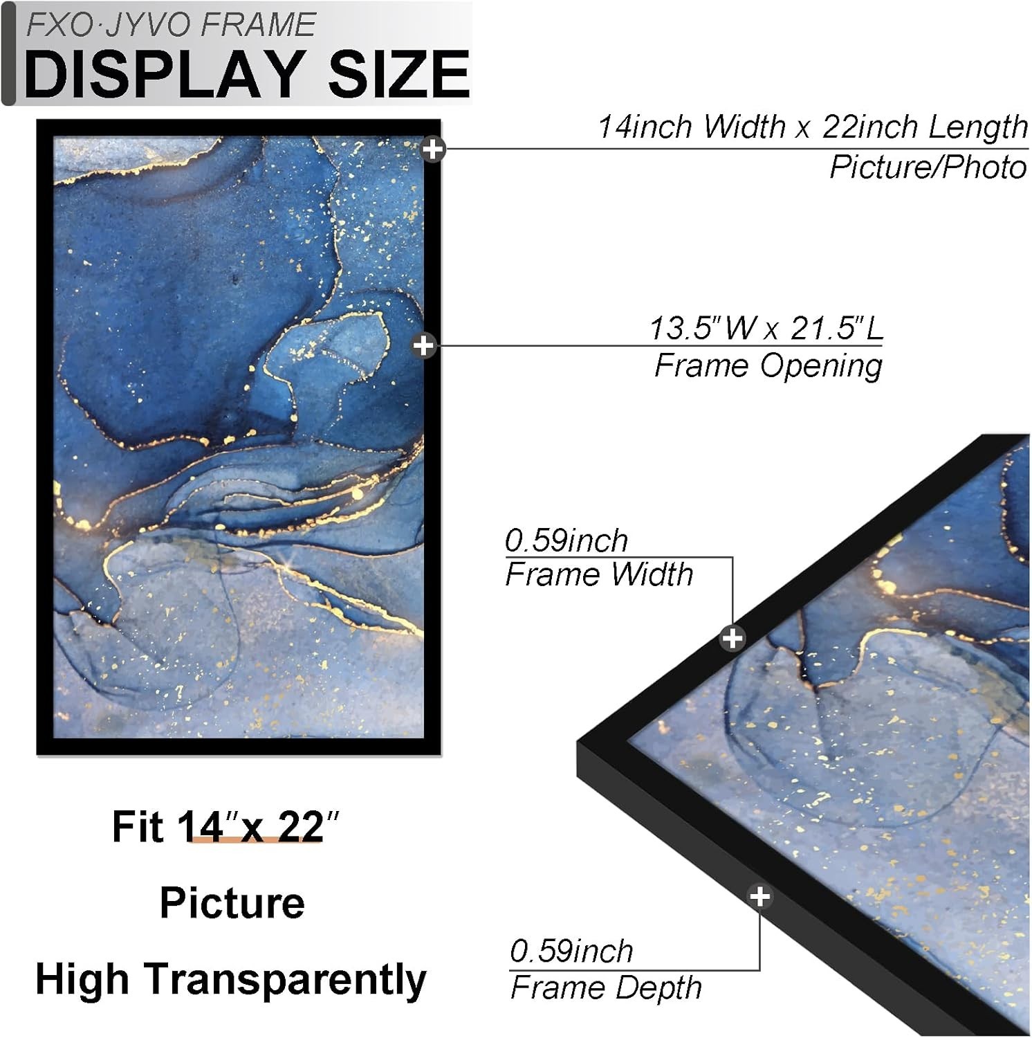 14x22 Picture Frame Set of 3, Black Frame for 14 x 22 Inch Picture Poster Pho...