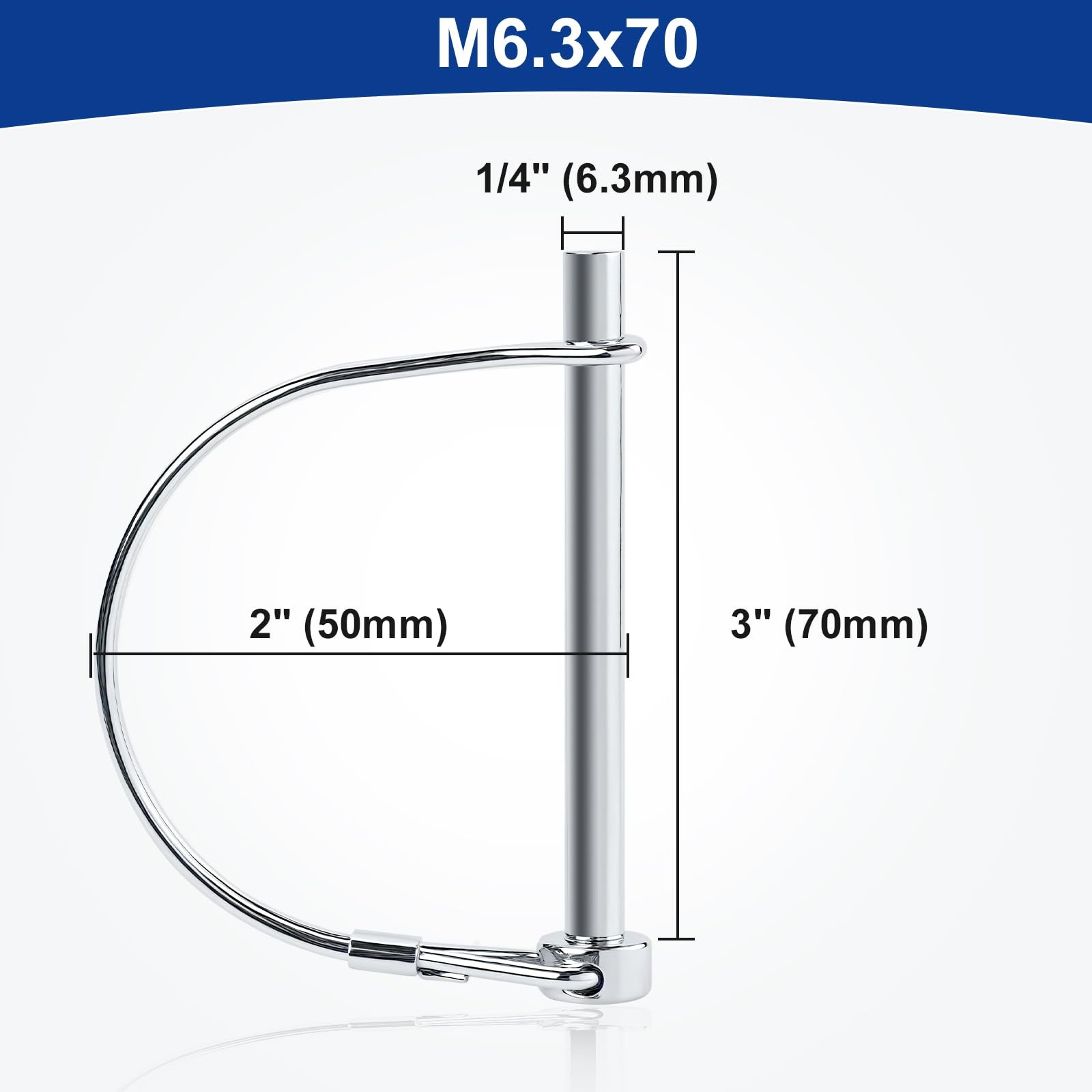 HAOIOKCS 2pcs Professional Trailer Hitch Pin, 1/4 inch x 4 inches, Silver