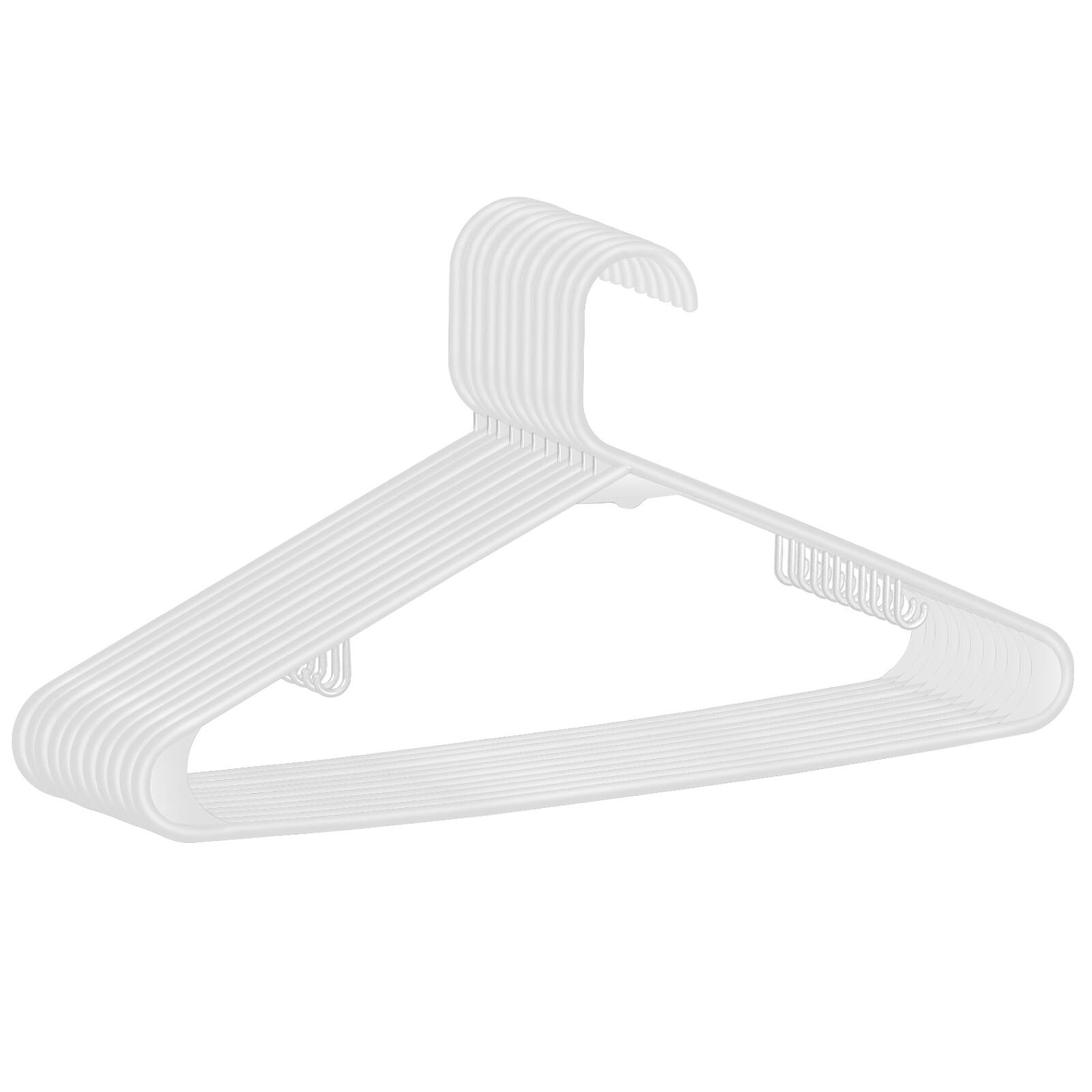 100 Pack Plastic Hangers Standard Thick Clothes Hangers with Double Hooks White