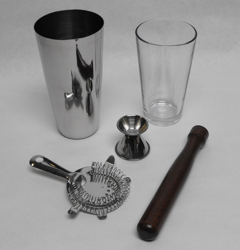 5 pc. BOSTON COCKTAIL SHAKER Pro Bartender Drink Mixing & Bartending Kit