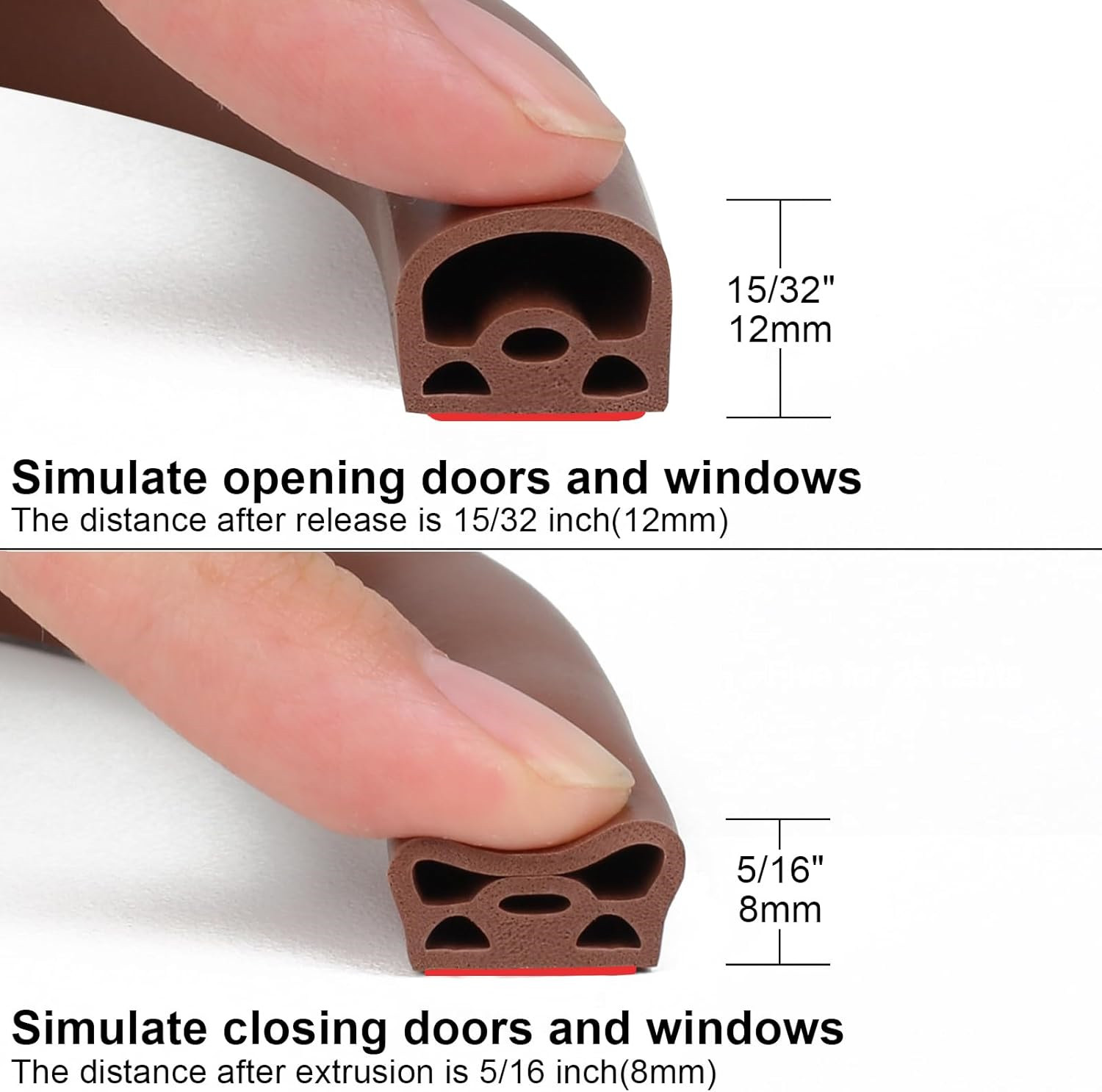 Silicone Weather Stripping Door Seal Strip Large Gaps 9/16"Wx15/32"x19.7' ft. L