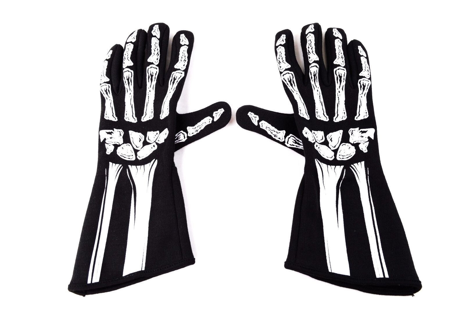 RJS RACING SFI 3.3/1 NEW SKELETON RACING GLOVES BLACK / WHITE SIZE LG 600080134