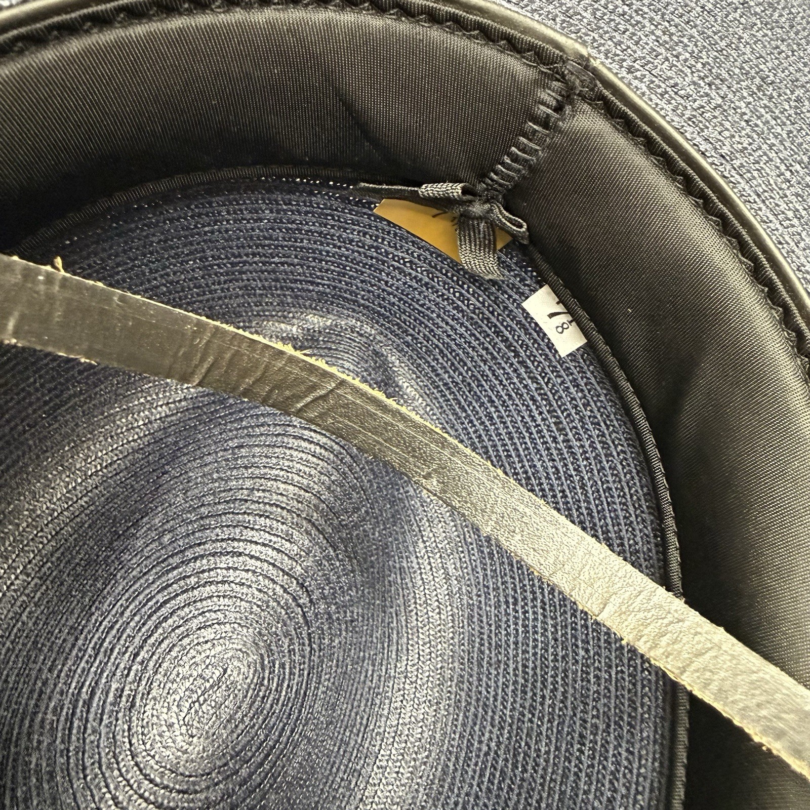 Stratton self forming trooper hat straw navy blue size 7-1/8 (style 42)