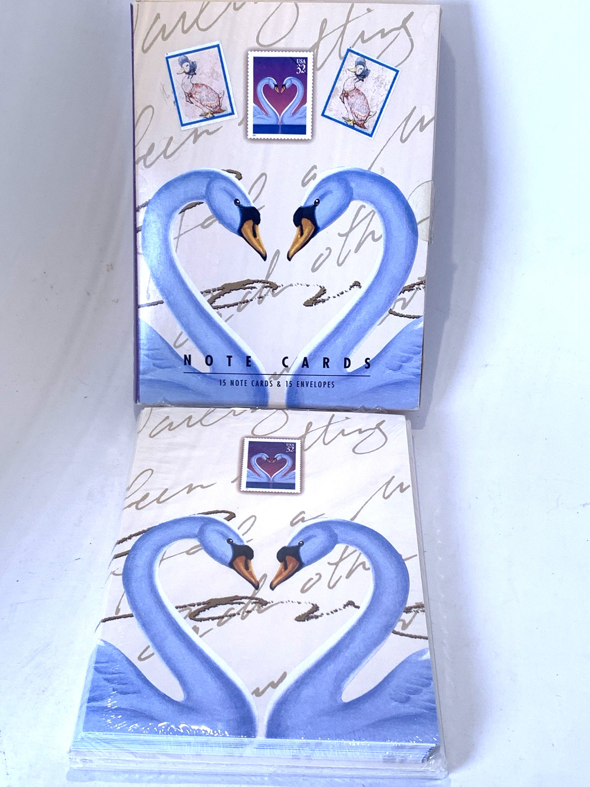 1997 Love Swans Postal Stationery Note Cards Envelopes Sealed NOS Vintage