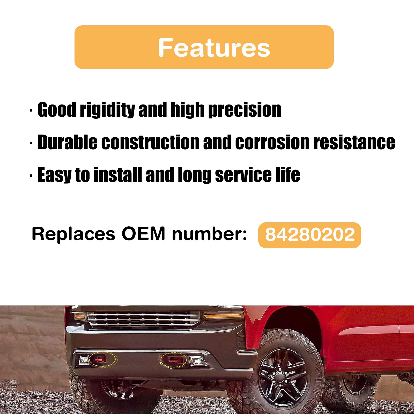 Front Red Tow Hooks 84280202 w/ Hardware for 2019-2021 Chevrolet Silverado 1500