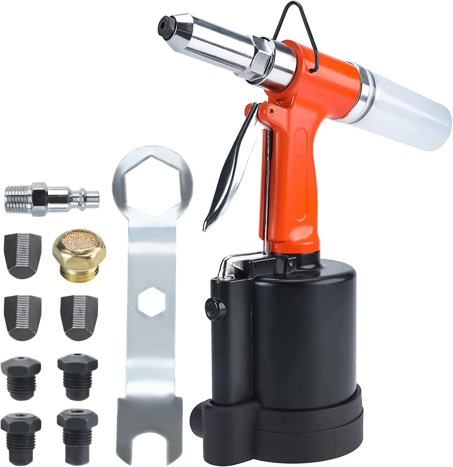 Air Pneumatic Pop Rivet Gun Hydraulic Rivet w/ 1/8" 5/32" 3/16" 1/4" Nose Pieces